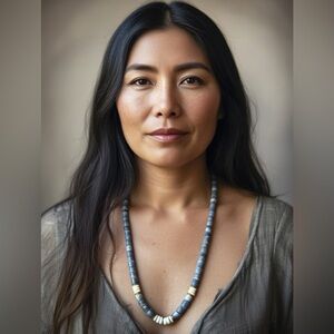 Vintage Blue Coral and Bone Heishi Necklace